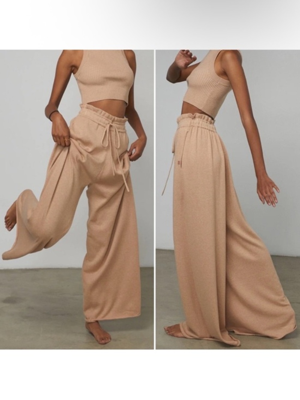 Lunya Organic Cotton, Silk Pull-On Wide Leg Pants Size M